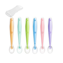 Hot selling 6 Pack Colorful Soft Baby Training Spoon Silicone Baby Feeding Spoon